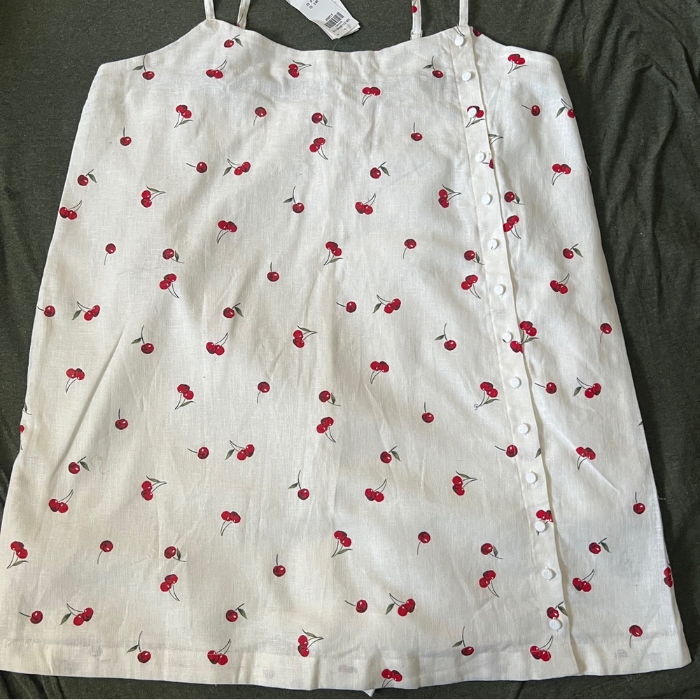 Abercrombie & Fitch White Mini Dress with Red Cherry Print